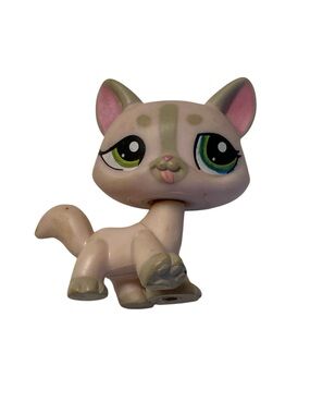 Littlest Pet Shop #1562 Pink Shorthair Cat Shimmer Eyes LPS Bobblehead Vintage